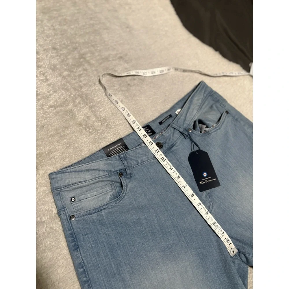 New Ben Sherman Men's Light Wash Straight Blue Denim Jeans Size 38x32 Pants